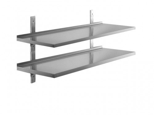 Wall shelf, 1600x300x30mm, made of stainless steel, 2 levels