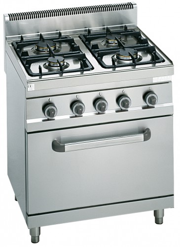 Cuisinière au gaz avec 4 brûleurs, 800 x 700 x 900 mm, 79 kg