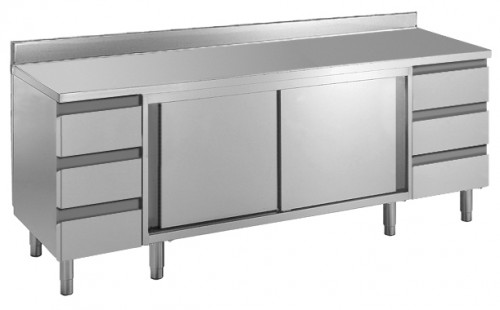 Cupboard, 2000x700x850mm, with drawer block right & left