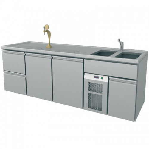 Comptoir à bar, 2545 X 700 X 900 mm, refroidissement ventilé, 500 W