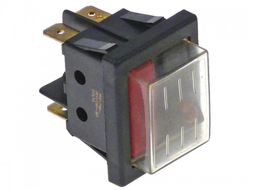 Interrupteur à bascule unipolaire 30x22mm rouge 1 pôles 250V